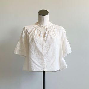 Madewell x warm Pintuck Tie-Neck Top Cream XXS